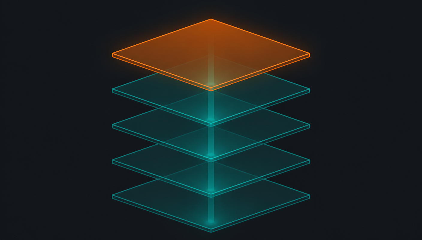 Layered stack illustration representing model, agent loop, tools, MCP connectivity and infrastructure